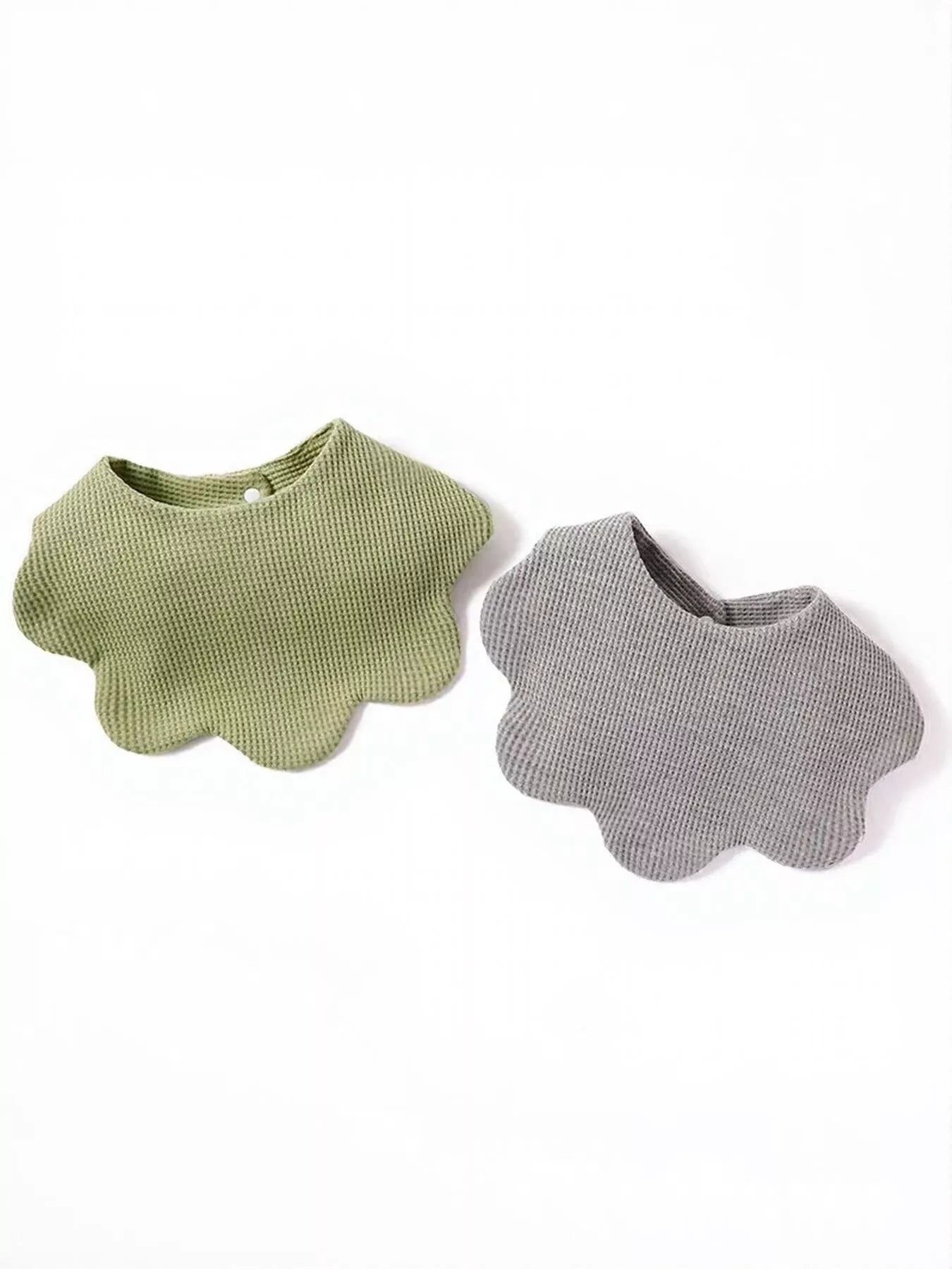 Thick Double-Sided Cotton Bib Drool Bandana with Scalloped Edge