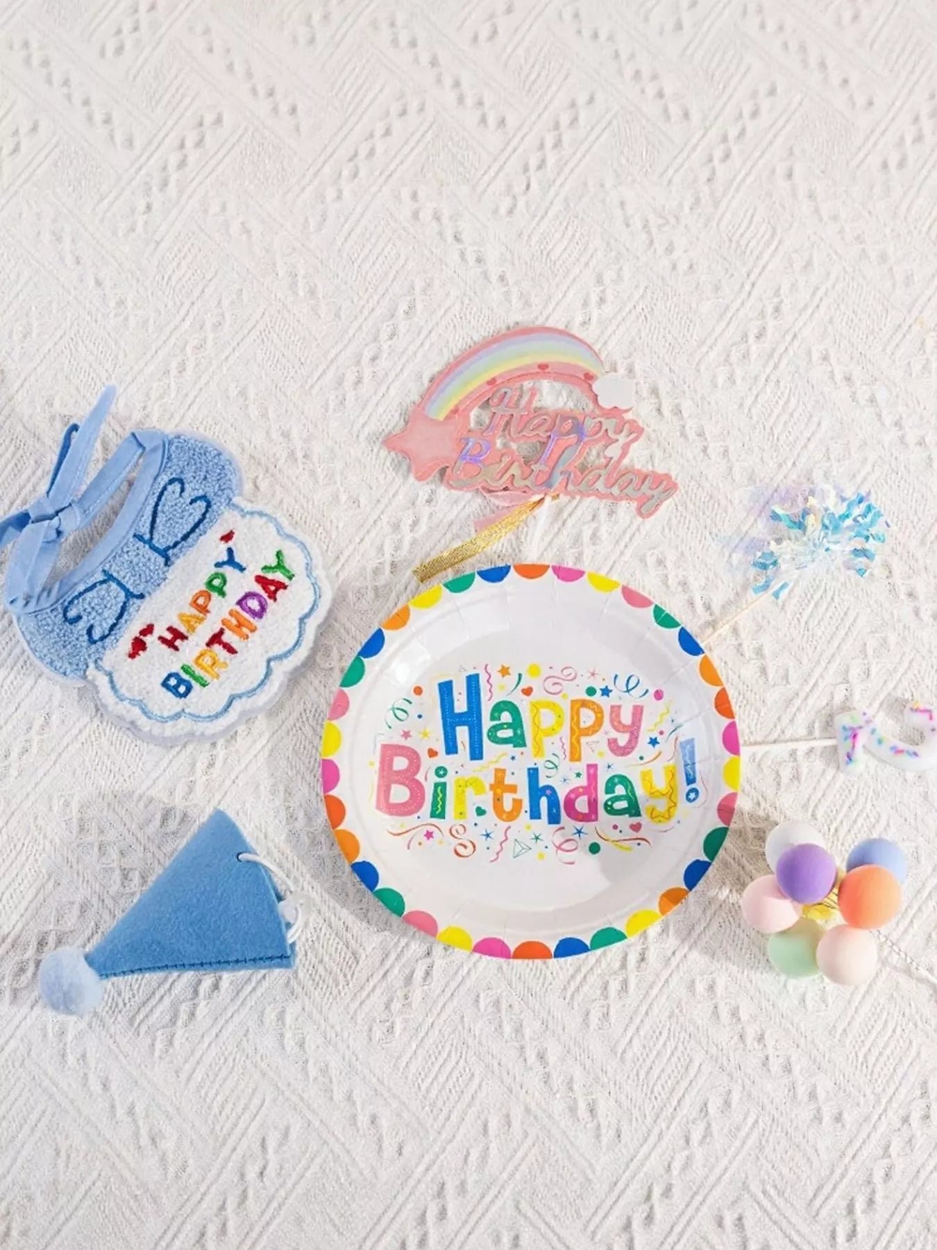 7 Piece Pet Birthday Hat & Scarf Set