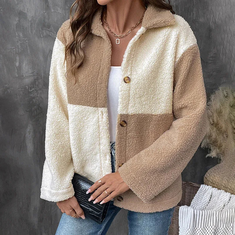 Thickened Assorted Color Single-Breasted Lapel Casual Jacket For Women