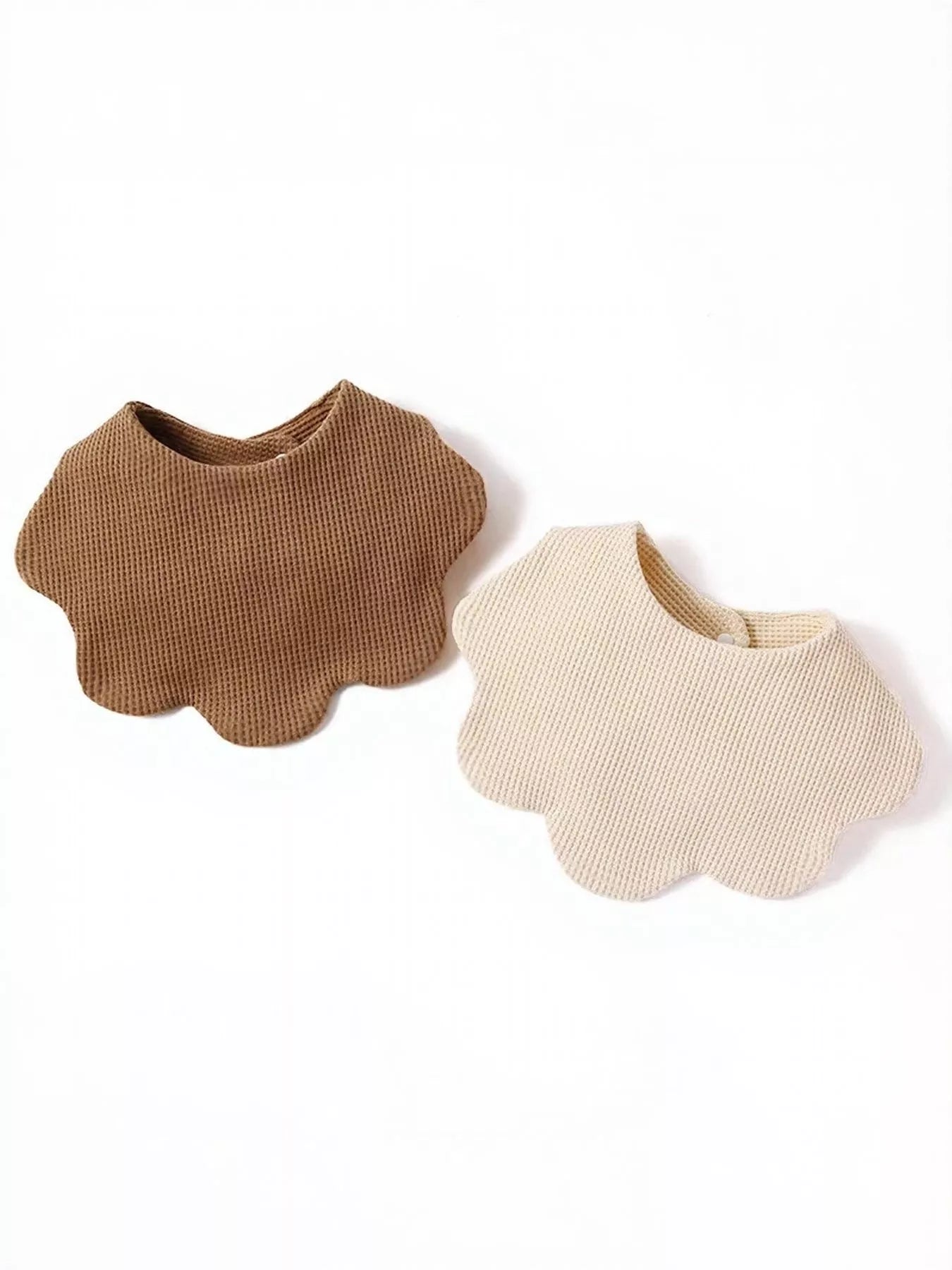 Thick Double-Sided Cotton Bib Drool Bandana with Scalloped Edge