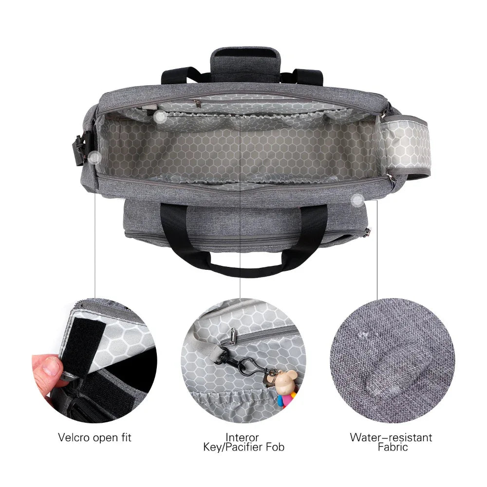Multi-Purpose Organized Diaper Bag Convertible Baby Bed Crib Diaper Changing Pad