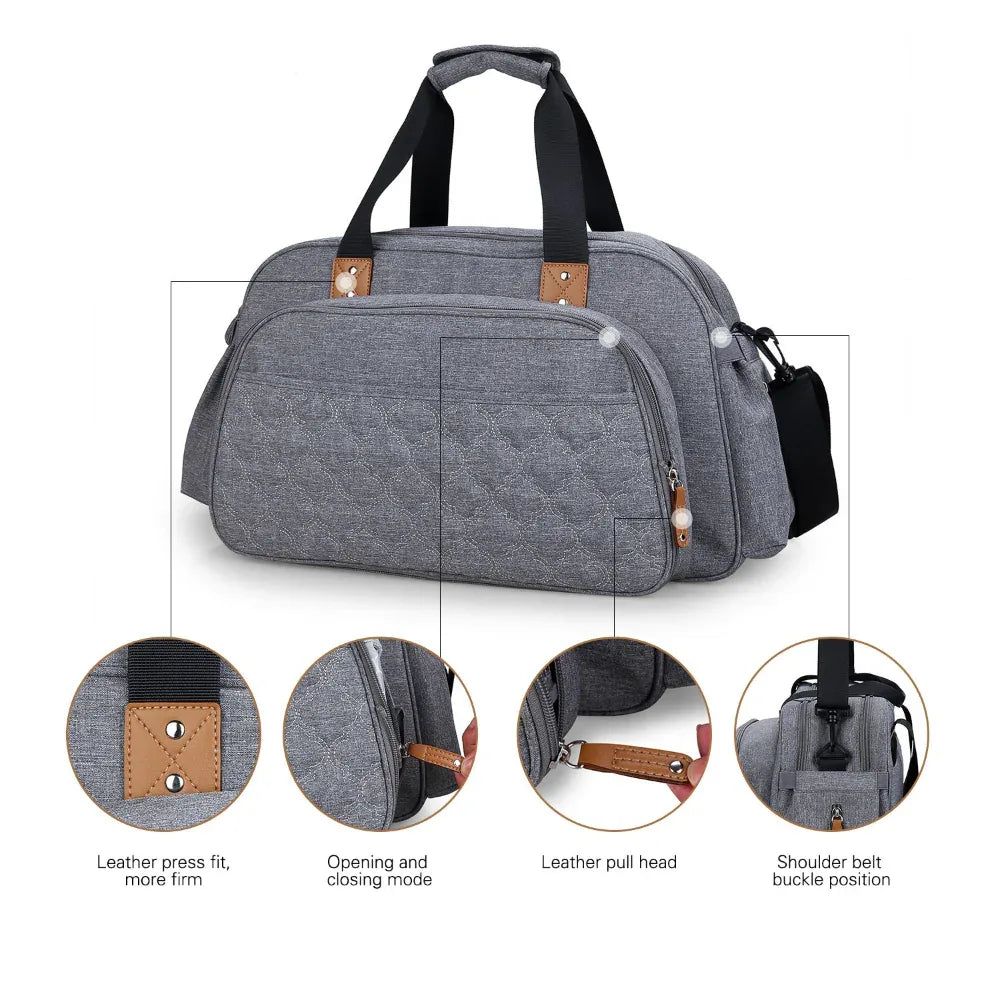 Multi-Purpose Organized Diaper Bag Convertible Baby Bed Crib Diaper Changing Pad