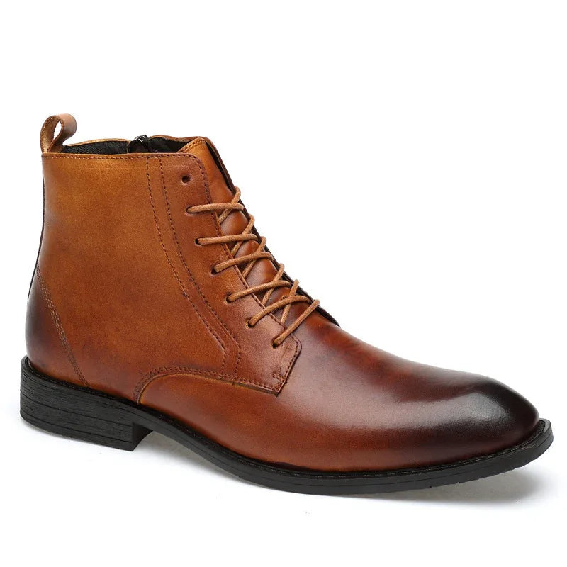 Winter Men's High-Top Business Leather Shoes Martin Boots Top Layer Cowhide Boots