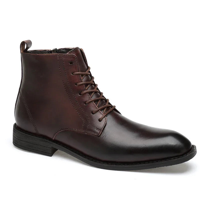 Winter Men's High-Top Business Leather Shoes Martin Boots Top Layer Cowhide Boots
