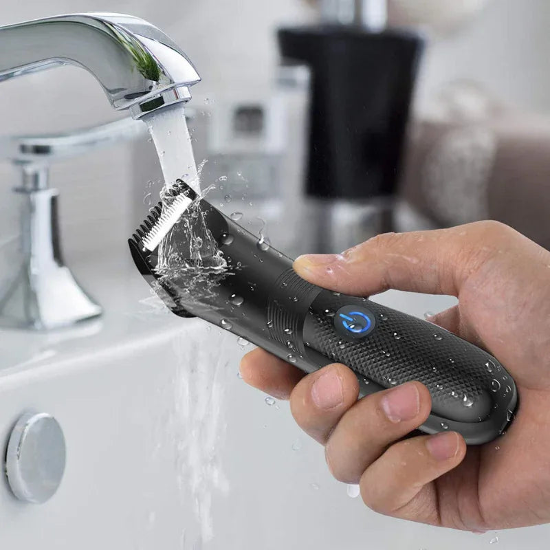 Versatile Waterproof Electric Groin Pubic Hair Beard Trimmer Shaver