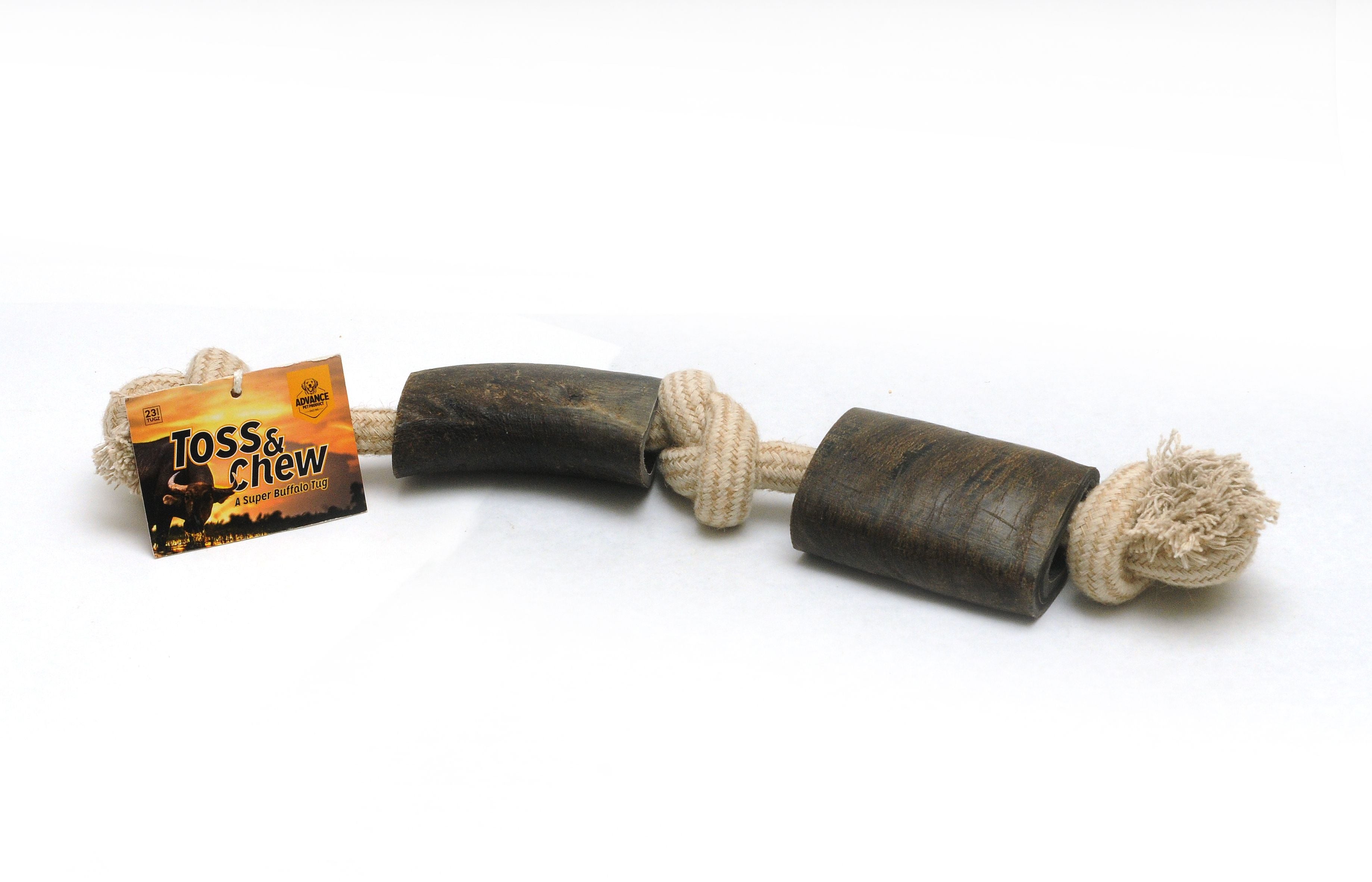 Natural Dog Chew Toy with Water Buffalo Horns – Durable Rope Toy for Aggressive Chewers – Long-Lasting & All-Natural – 4 Sizes Available