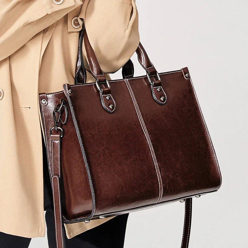 Women's Oil Waxed Leather Handbag