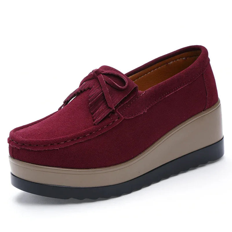 Tassel Bow Design Fashion Thick Bottom Slip On Shoes For Women