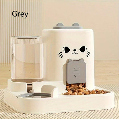 2-in-1 Automatic Cat Feeder & Water Dispenser – Large Capacity Dry/Wet Food Separation Feeding Station