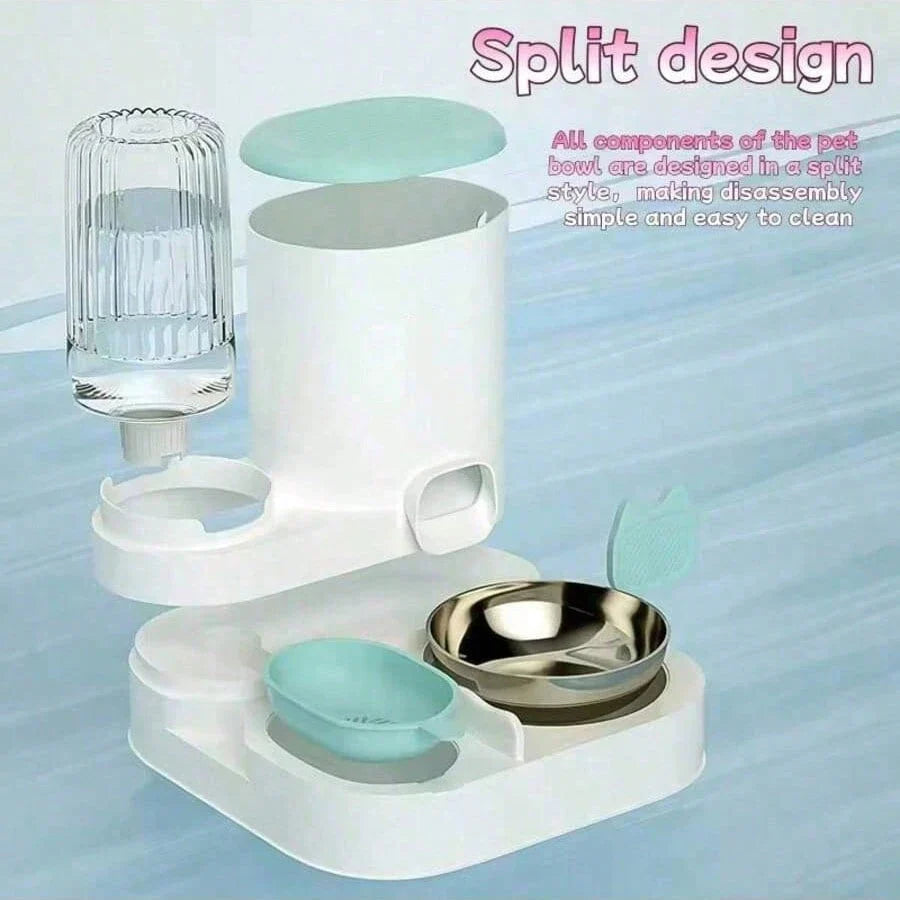 2-in-1 Automatic Pet Feeding & Water Drinking Set – Dry/Wet Food Separation Cat & Dog Feeding Station