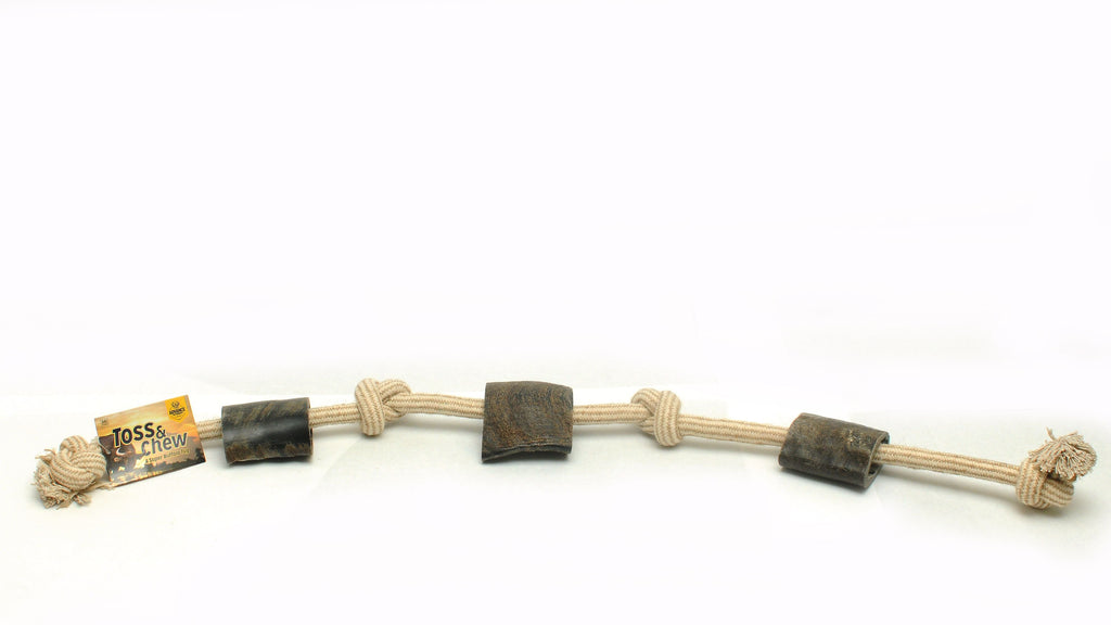 Natural Dog Chew Toy with Water Buffalo Horns – Durable Rope Toy for Aggressive Chewers – Long-Lasting & All-Natural – 4 Sizes Available
