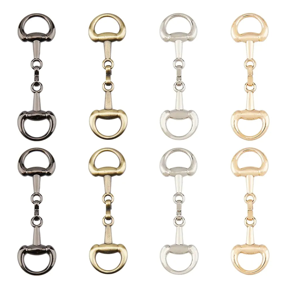 SUPERFINDINGS 8Pcs 4 Colors Alloy D Ring Snaffle Bit Buckles Horse Bit Buckle Double Bit Buckle for DIY Snaffle Bit Horse Jewelry Loafer Shoes Decoration 2.83x0.82x0.6inch