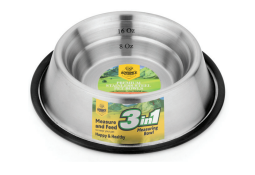 3-in-1 Stainless Steel Pet Bowl – Non-Skid, Spill-Proof, Portion Control Food & Water Dish with Measurement Marks for Dogs & Puppies