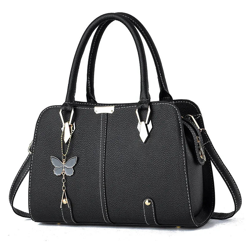 Women's Fashionable PU Leather Handbag With Butterfly Pendant
