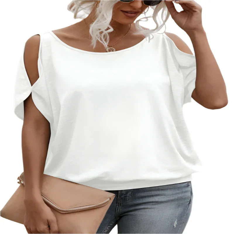 Women's Solid Color Shoulder Tie Back Top