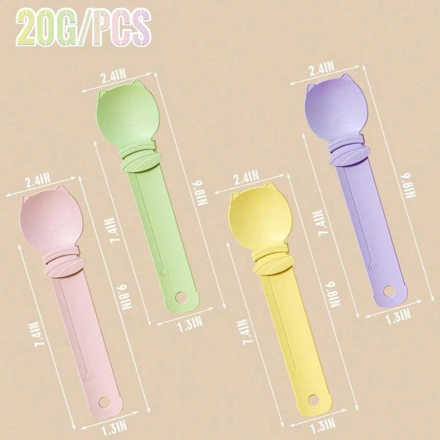 4-Piece Cat Treat Squeeze Spoon Set – Multifunctional Wet Food & Purée Dispenser for Lickable Treats