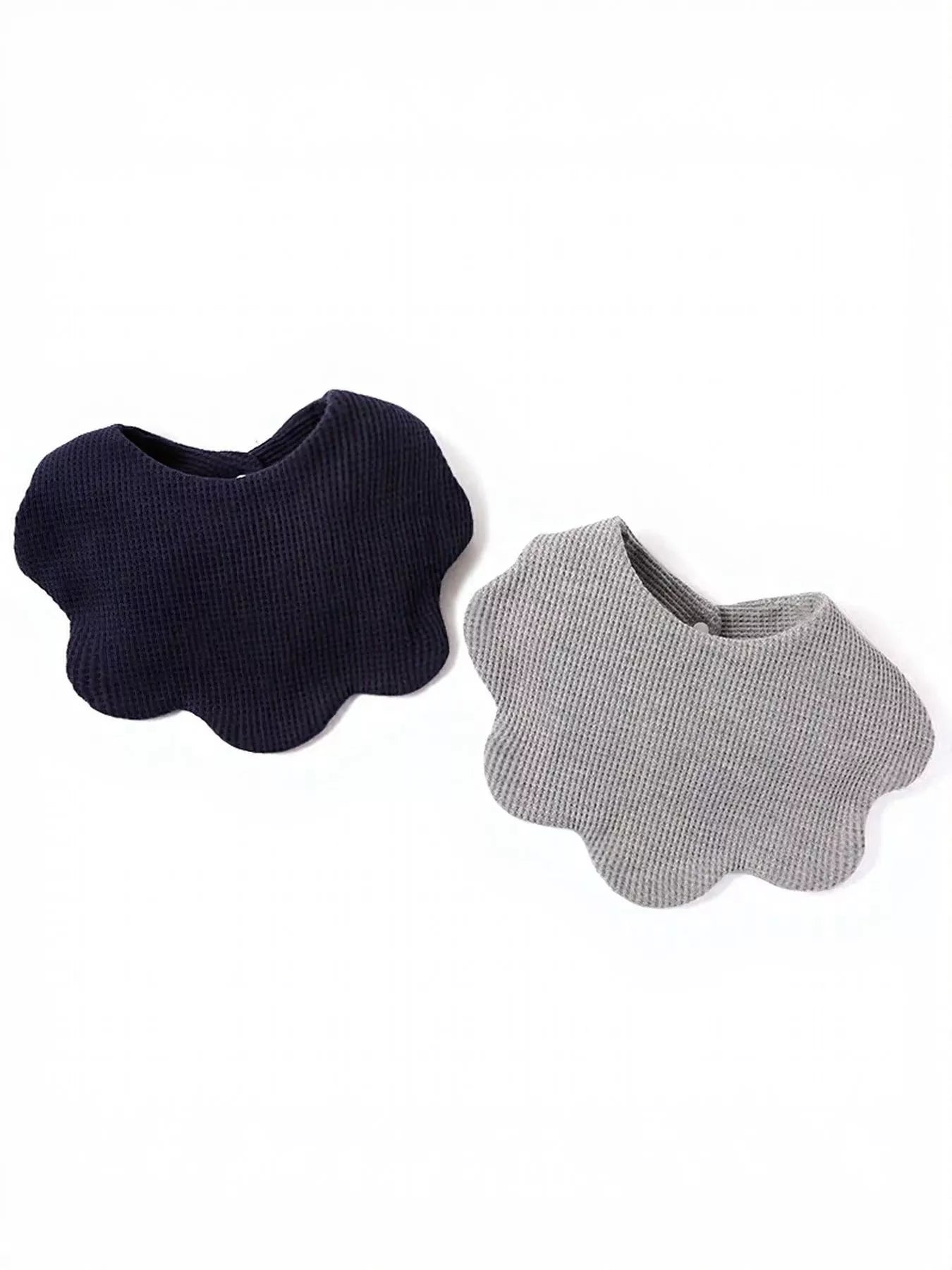 Thick Double-Sided Cotton Bib Drool Bandana with Scalloped Edge
