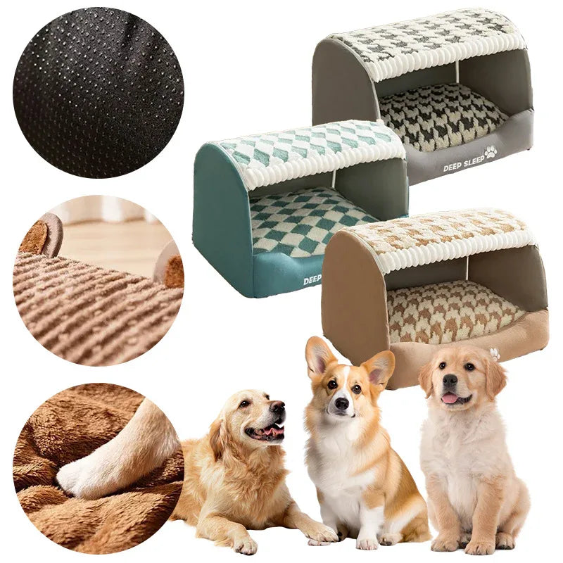 Three-Dimensional Dog Curved Kennel Removable Roof Warm Nest Enclosed Sofa Pet Bed