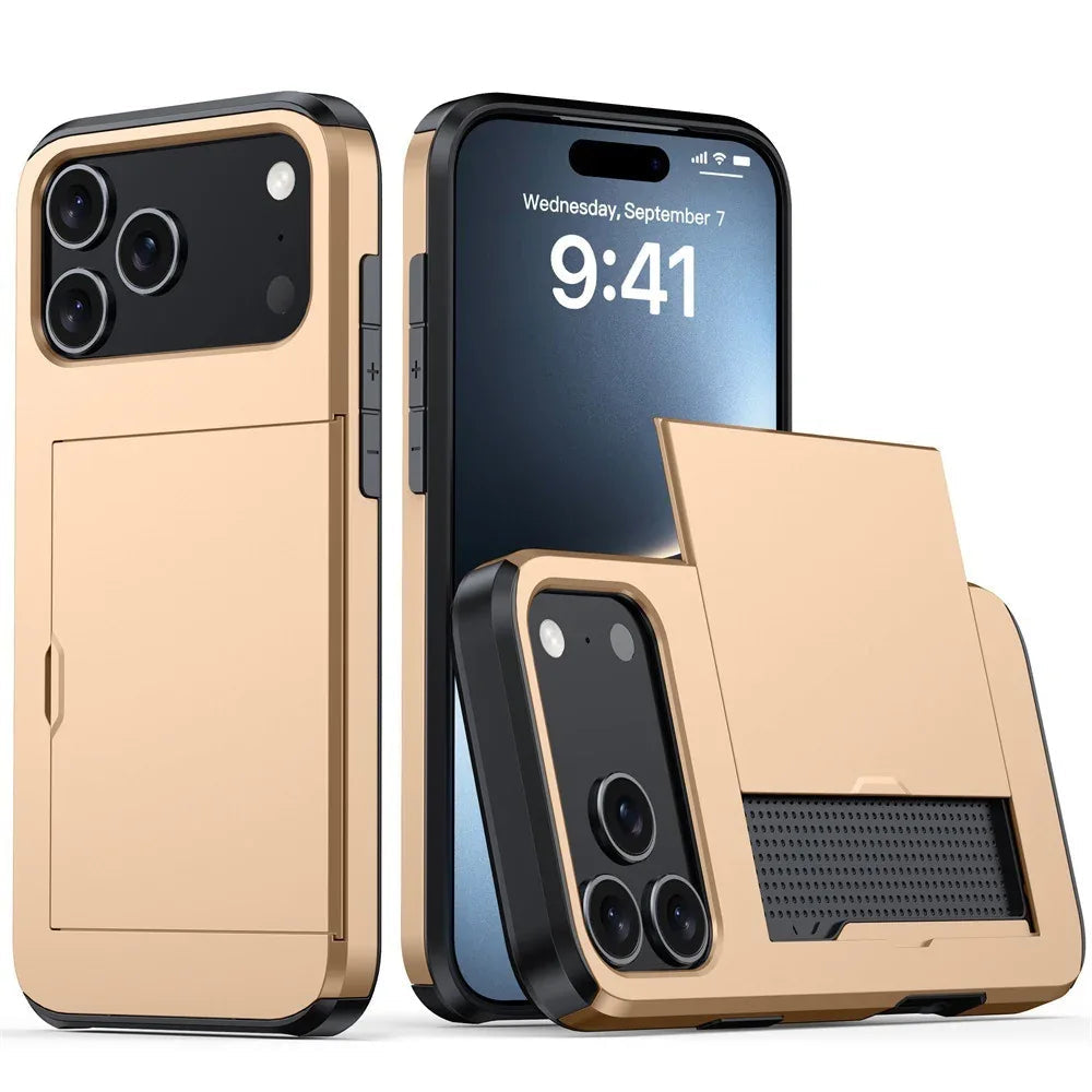 Protective Phone Case With Sliding Cover For Cards