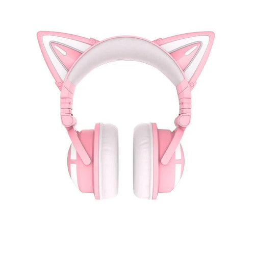 Cute Girl Game Gaming Wireless Headset With Cat Ears & Glowing LED Lights