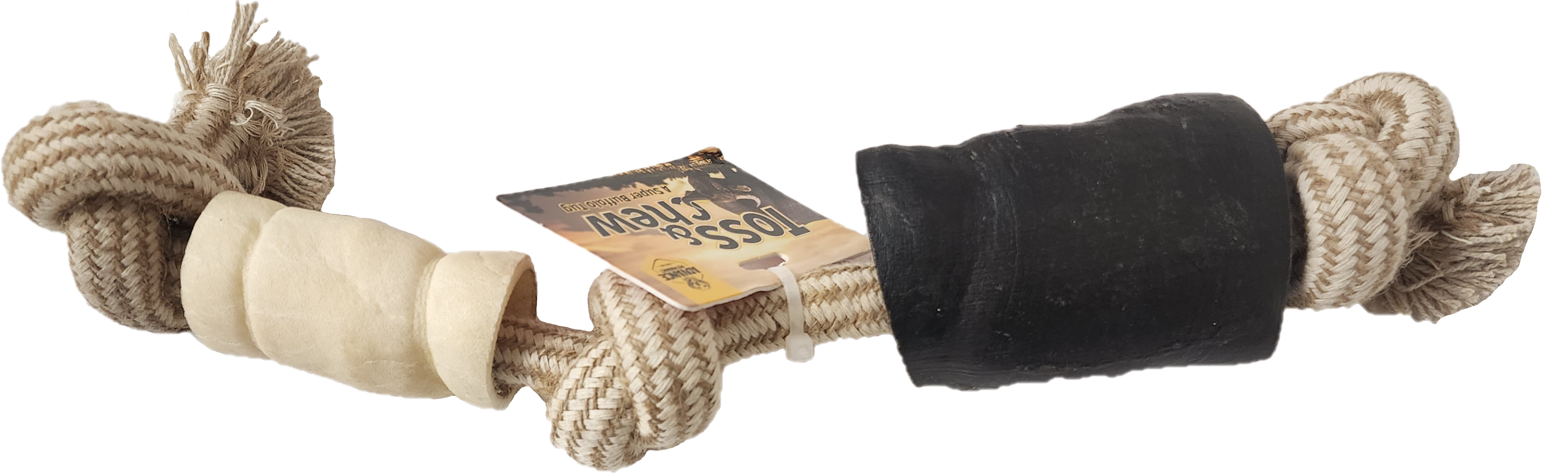 Natural Rope Toy with Water Buffalo Horn & Cheek Roll – 100% Free-Range, Grass-Fed, Protein-Rich Dog Chew Treat