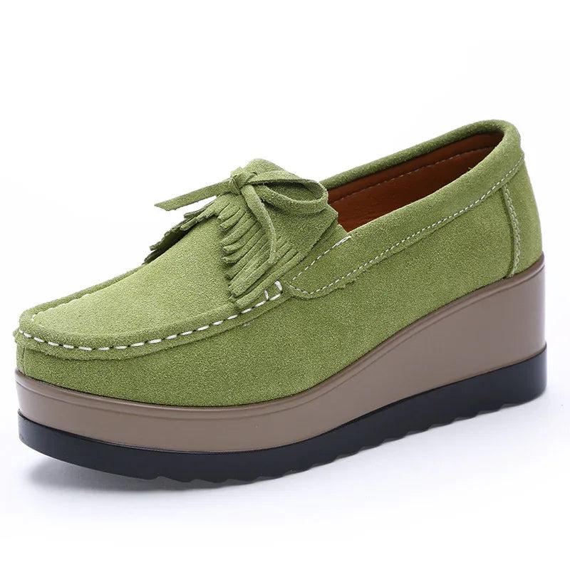 Tassel Bow Design Fashion Thick Bottom Slip On Shoes For Women