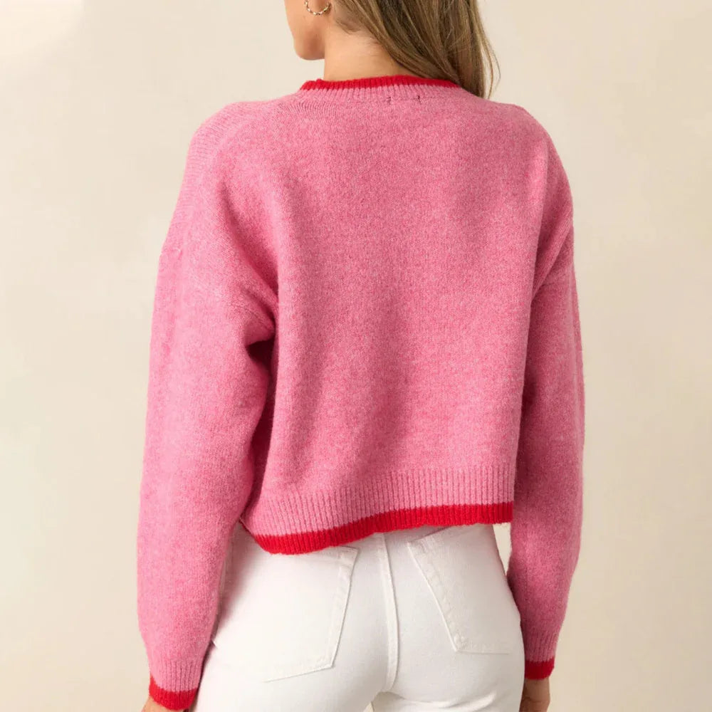 Women's Strawberry Pullover European And American Leisure Short Long-Sleeved Sweater Top