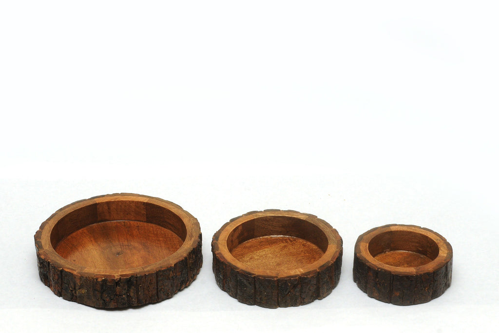 Bark Edge Wooden Dog Bowl – Rustic Handmade Pet Food & Water Dish, Eco-Friendly Solid Wood Bowl with Natural Finish, Non-Toxic & Stylish