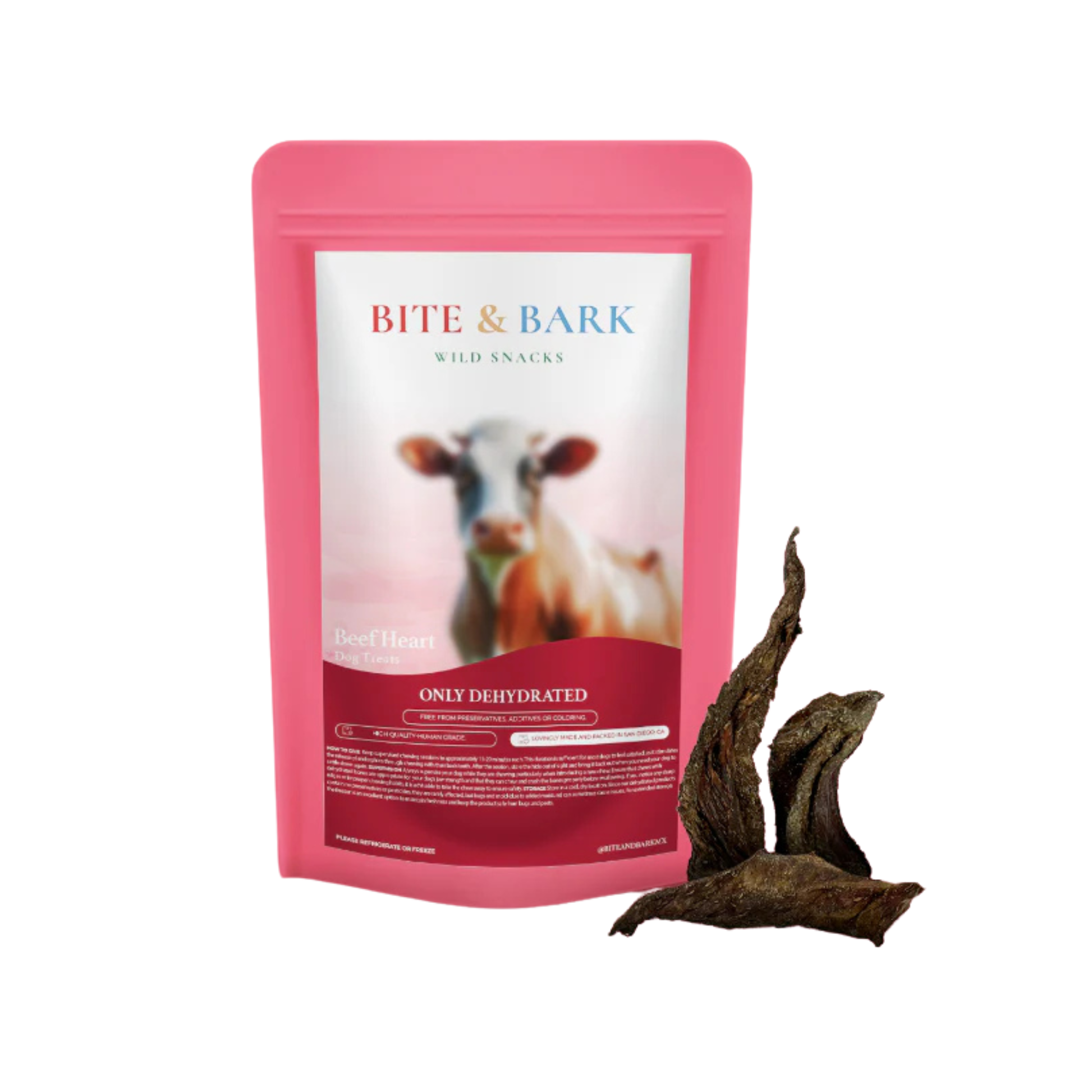 Bite & Bark Wild Snacks Beef Heart for Dogs & Cats