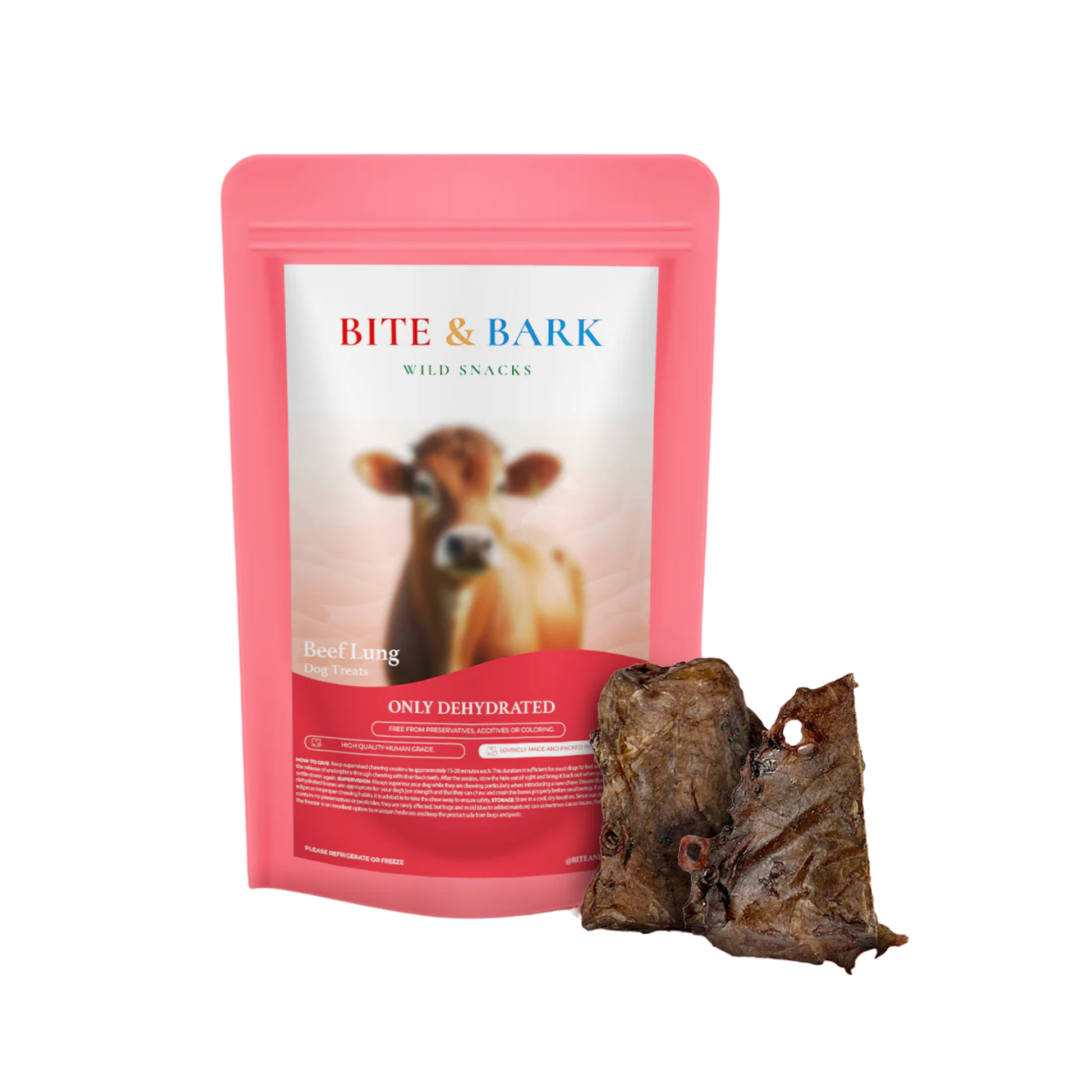Bite & Bark Wild Snacks Beef Lung for Dogs & Cats