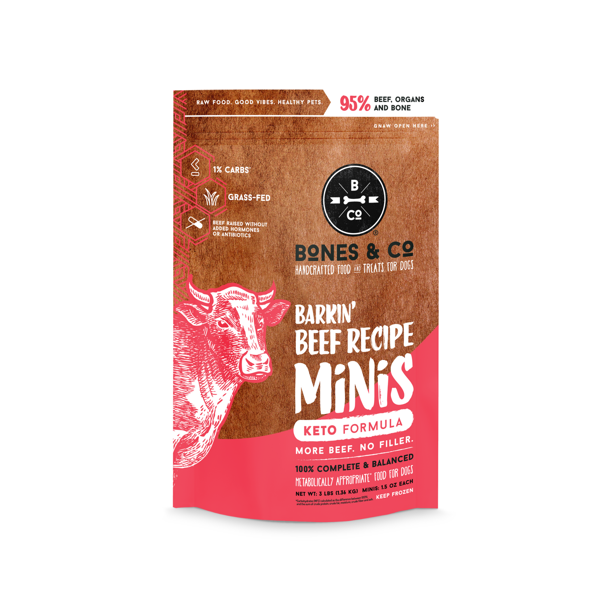 Bones & Co. Barkin' Beef Recipe Frozen Raw Dog Food