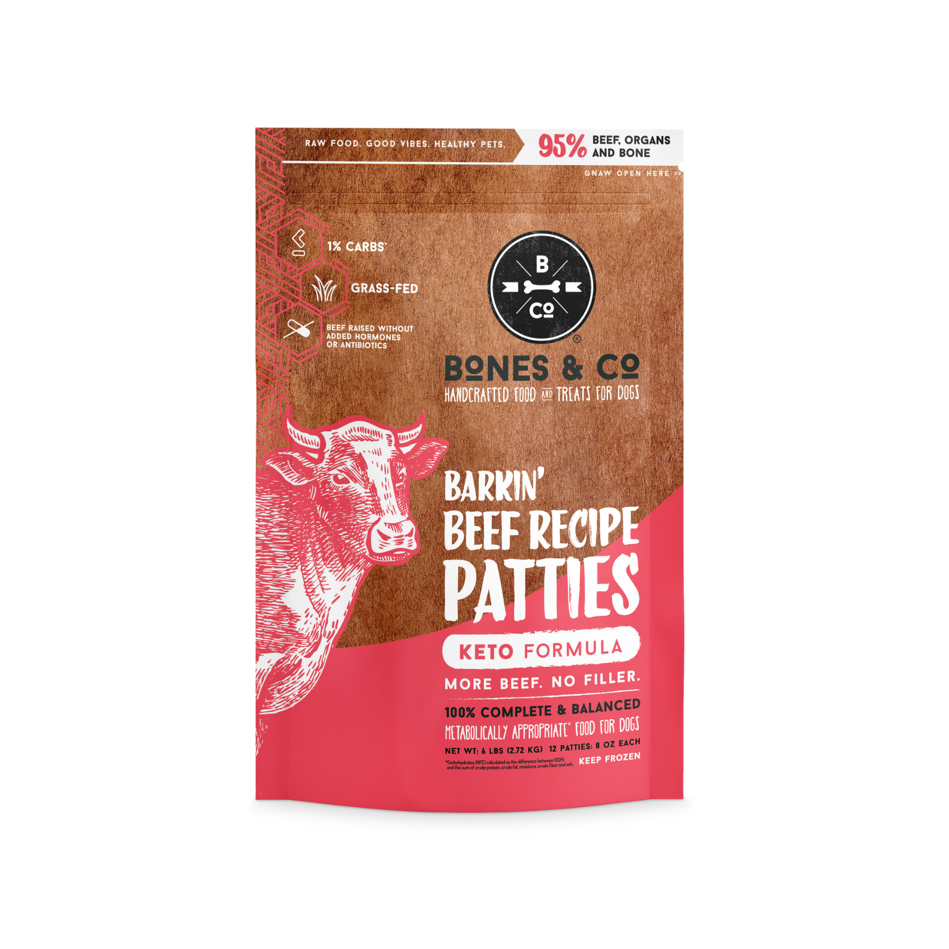 Bones & Co. Barkin' Beef Recipe Frozen Raw Dog Food