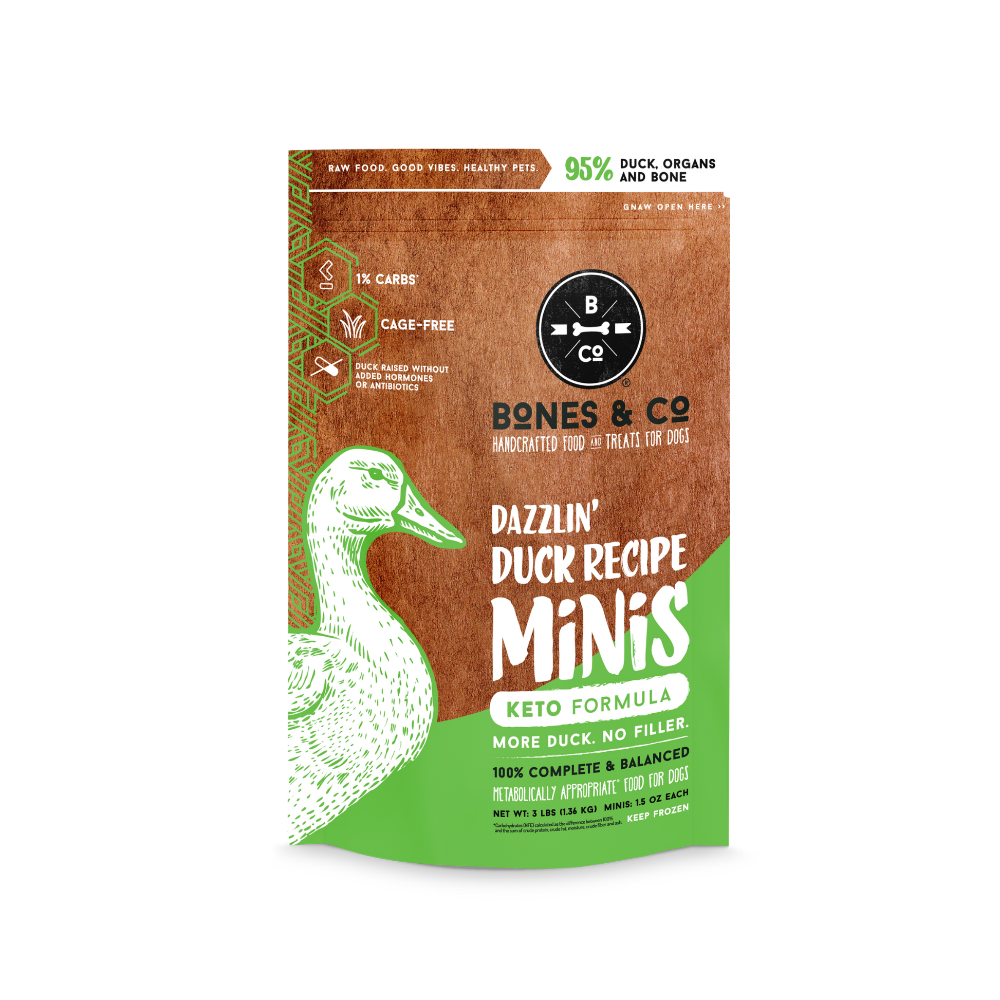 Bones & Co. Dazzlin' Duck Recipe Frozen Raw Dog Food