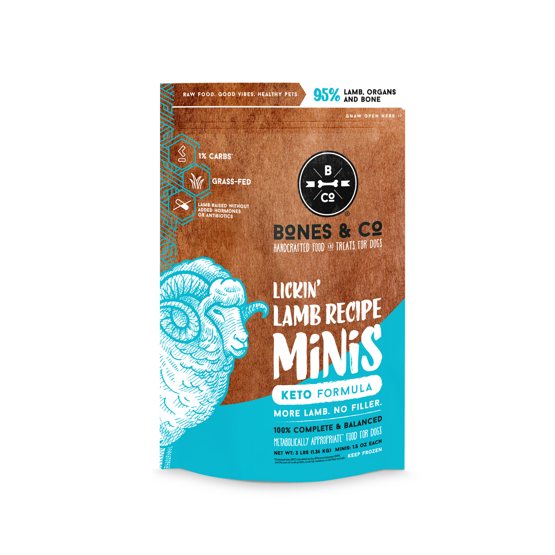 Bones & Co Lickin' Lamb Recipe Frozen Raw Dog Food