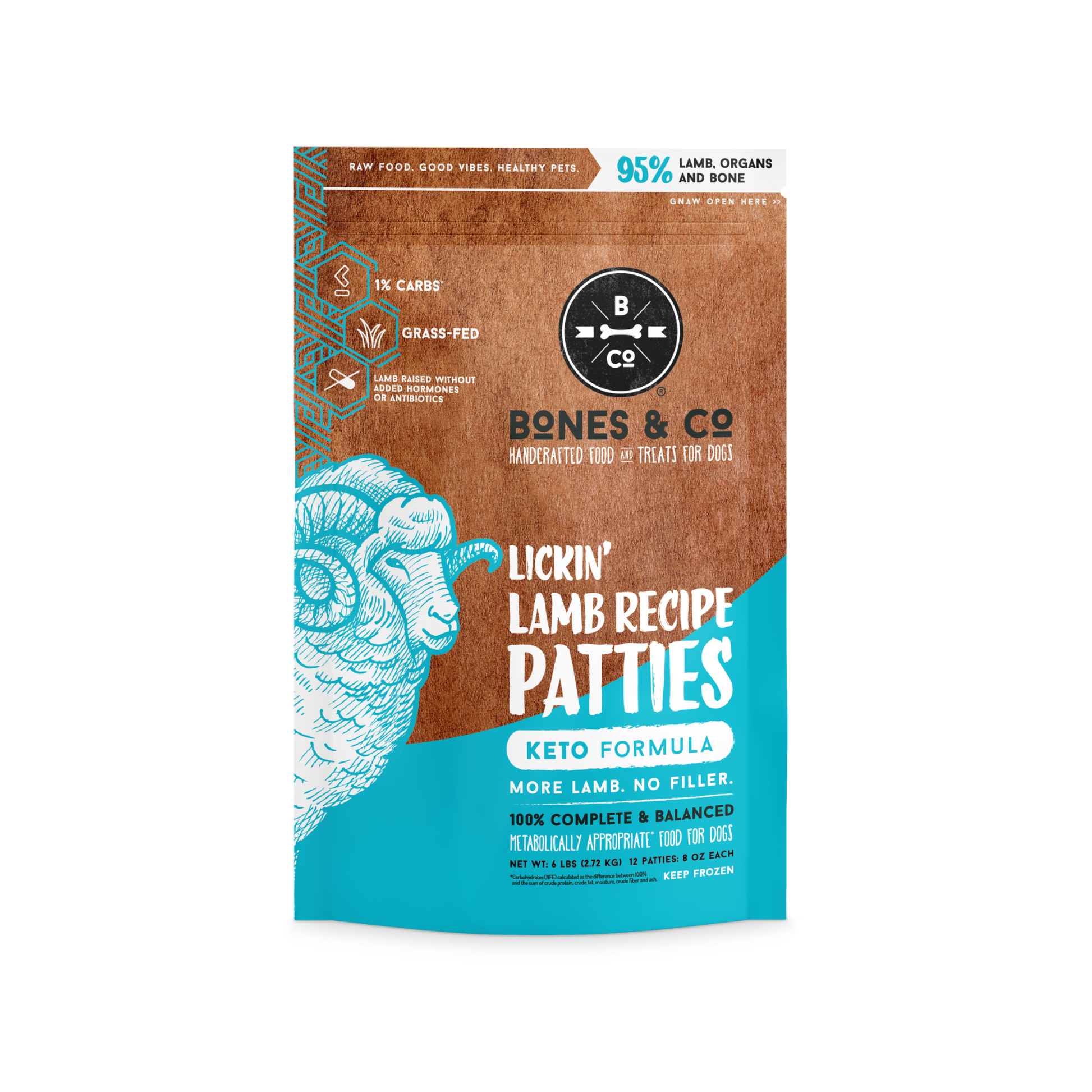 Bones & Co Lickin' Lamb Recipe Frozen Raw Dog Food
