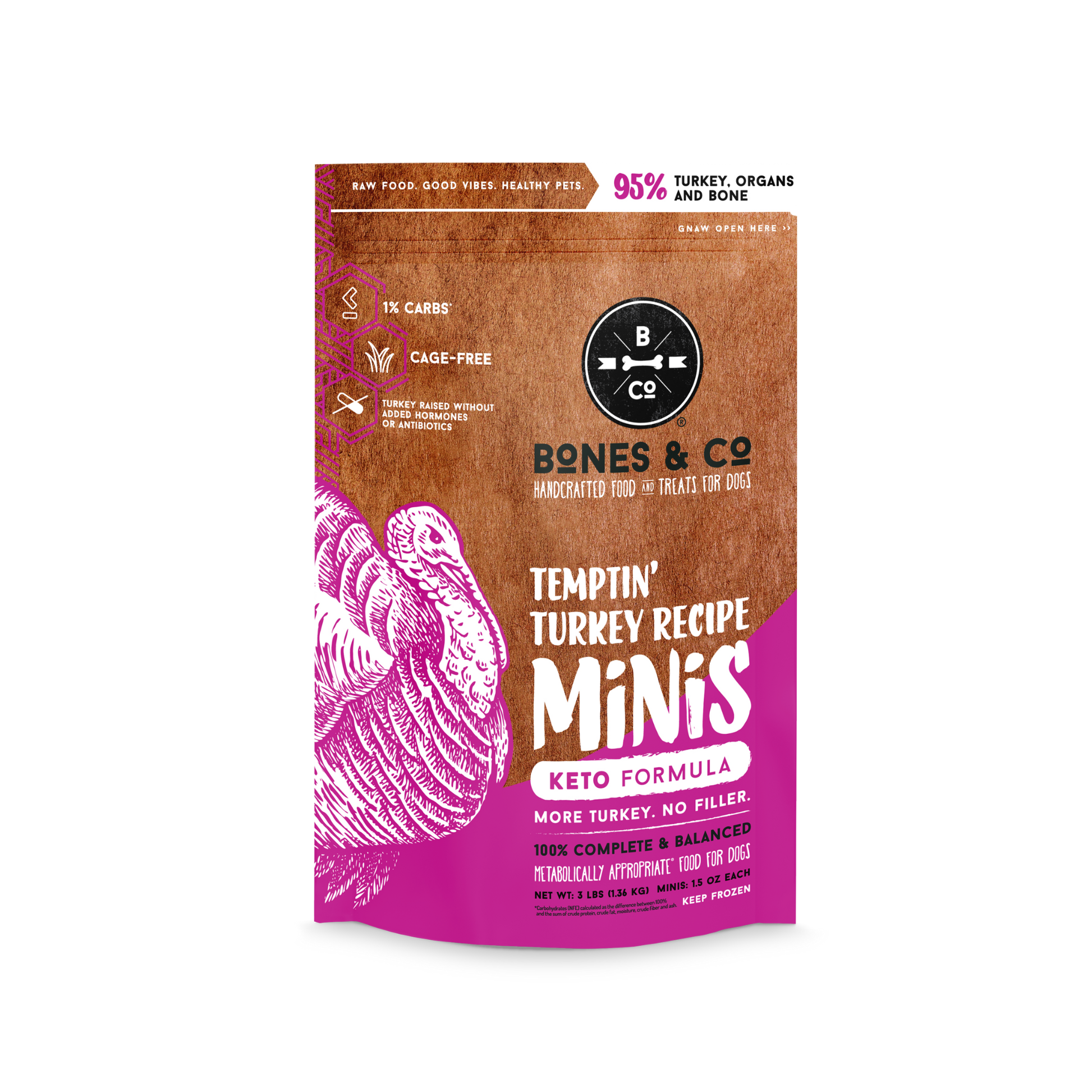 Bones & Co. Temptin' Turkey Recipe Frozen Raw Dog Food