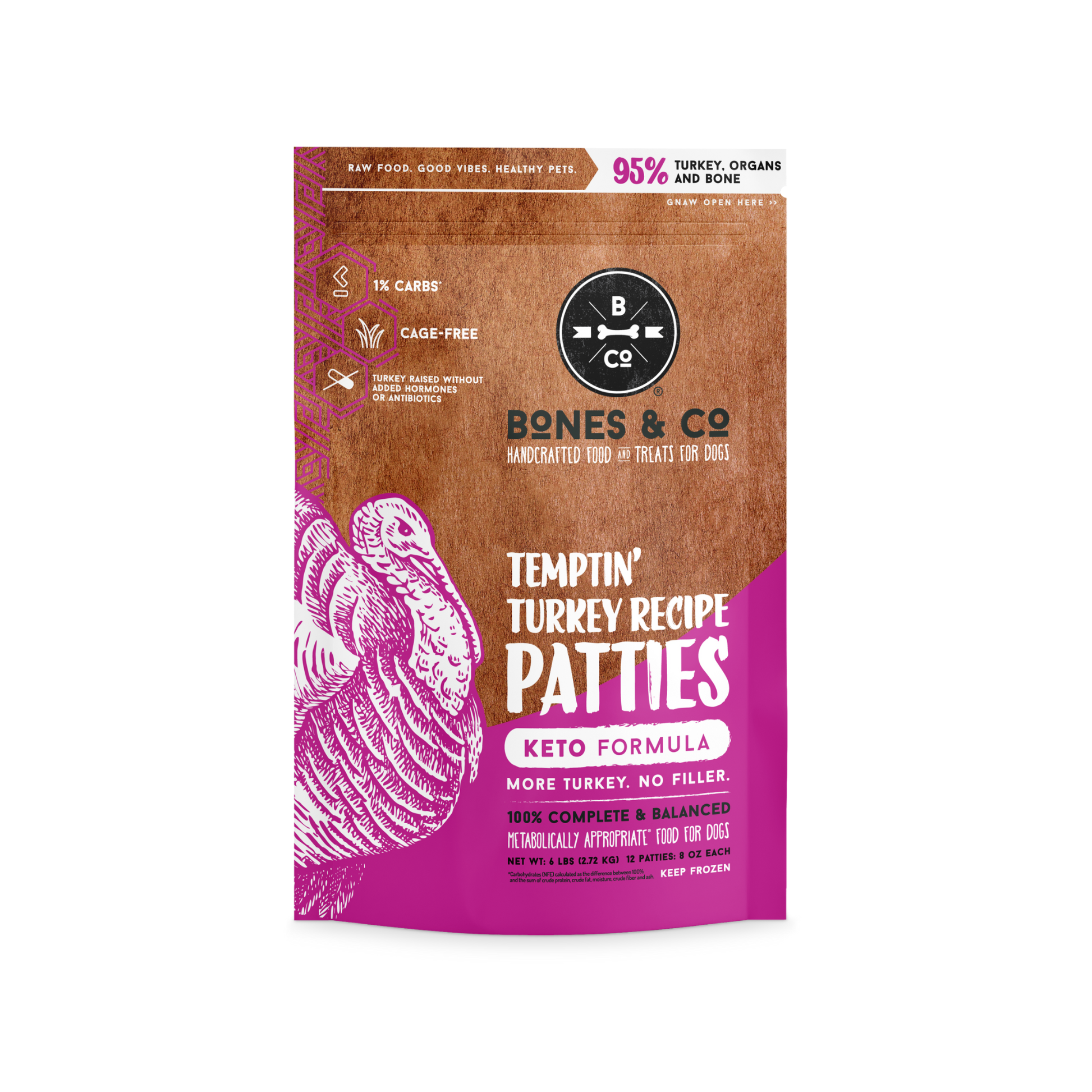 Bones & Co. Temptin' Turkey Recipe Frozen Raw Dog Food