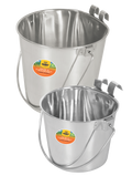 Stainless Steel Flat Buckets with Hook – Seamless & Hygienic – 1 to 13 Quart – Easy Clean & Durable