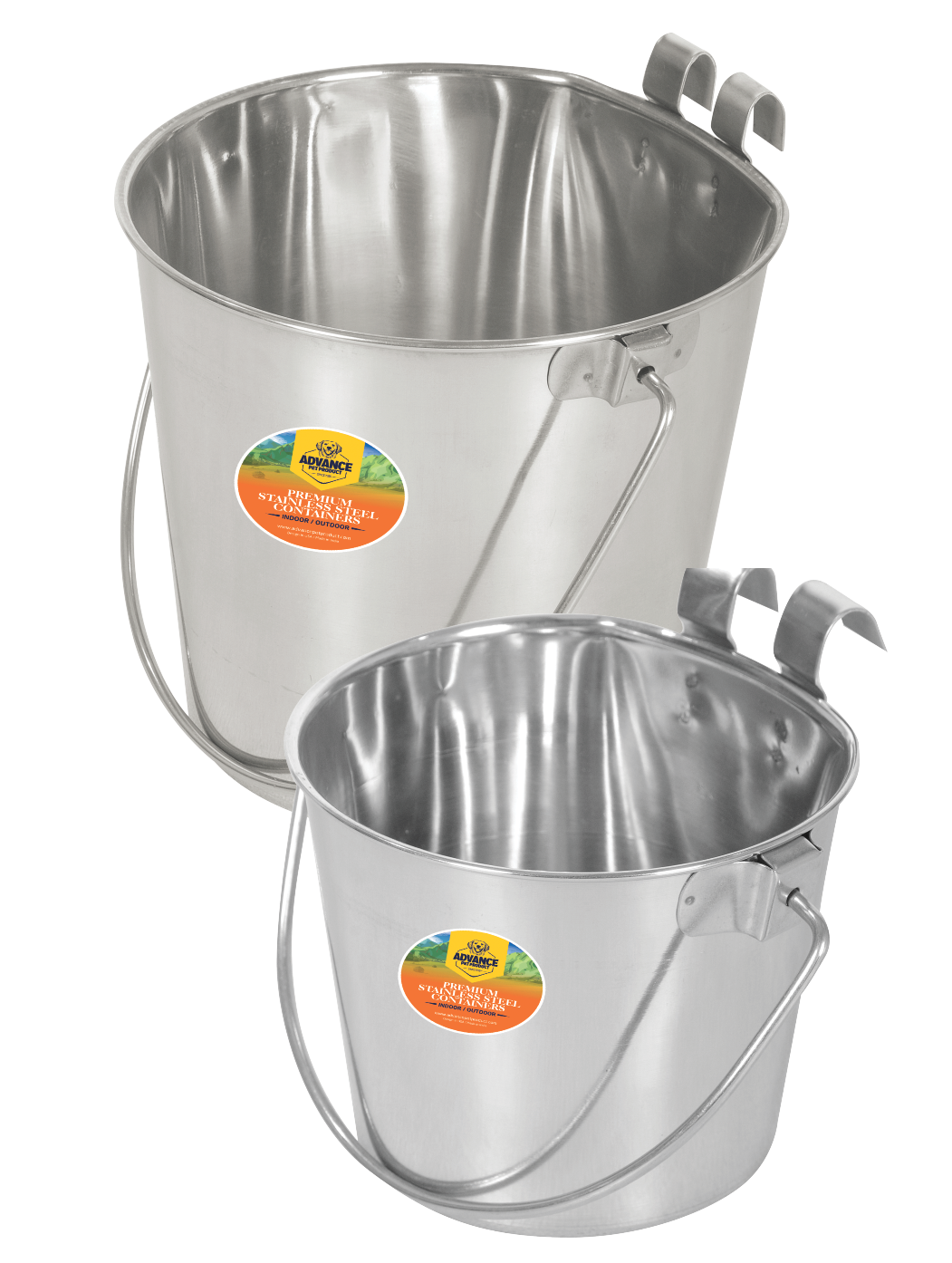 Stainless Steel Flat Buckets with Hook – Seamless & Hygienic – 1 to 13 Quart – Easy Clean & Durable