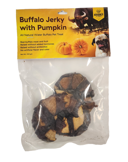 Buffalo Flavored Dog Jerky – Pumpkin, Mango, and Apple | Natural, Grain-Free, Soft, and Chewy Treats | Healthy Exotic Fruit Dog Snacks