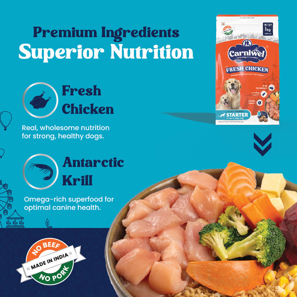 Carniwel with Fresh Chicken, Dry Dog Food for Large Breed, Starter x 2