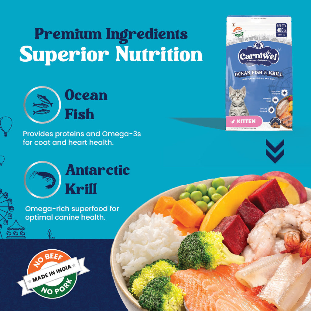 Carniwel Ocean Fish & Krill and Fresh Fish & Shrimp Kitten Food (Pack of 2)