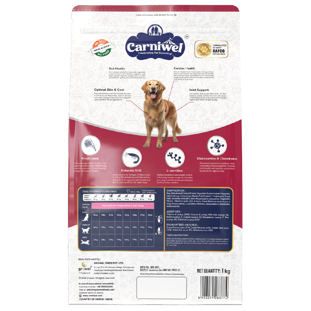 Carniwel with Fresh Lamb, Dry Dog Food for Large Breed, Adult x 2