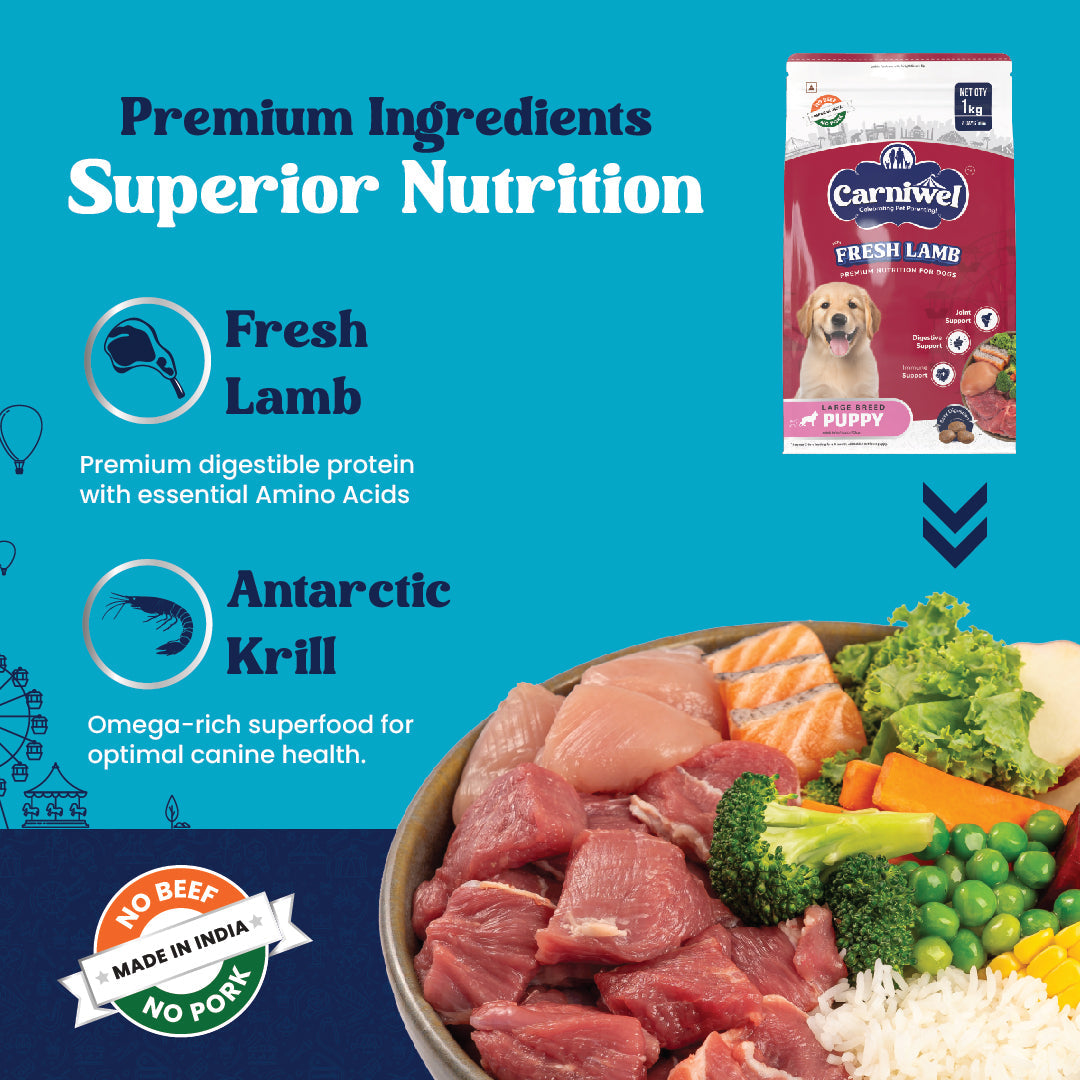 Carniwel with Fresh Lamb, Dry Dog Food for Large Breed, Puppy