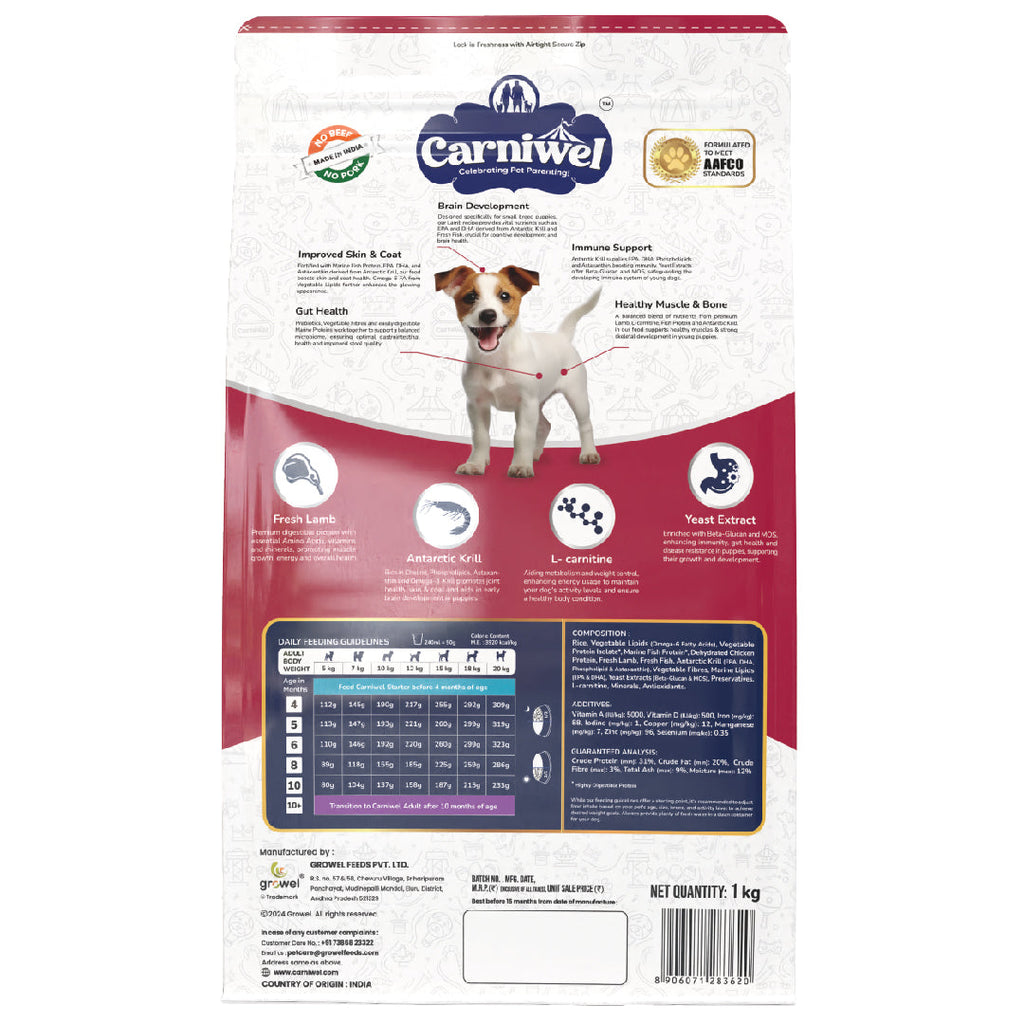 Carniwel with Fresh Lamb, Dry Dog Food for Small Breed, Puppy x 2