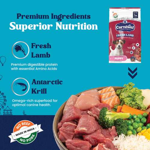 Carniwel with Fresh Lamb, Dry Dog Food for Small Breed, Puppy