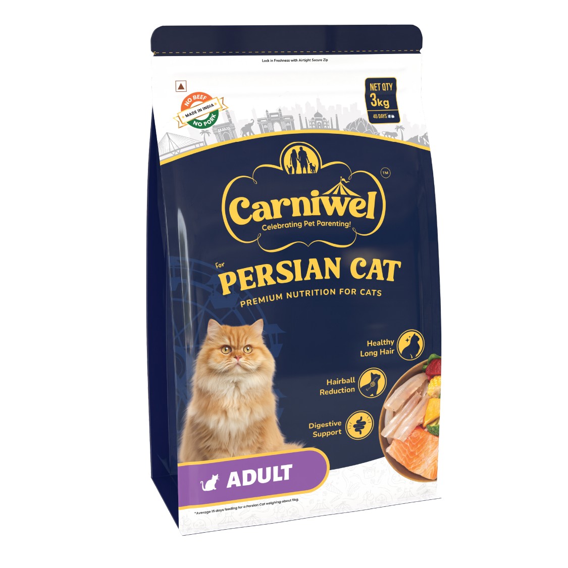 Carniwel Dry Persian Cat Food with Fresh Sardines & Krill, Adult