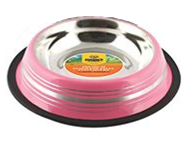 Colored Stainless Steel Non-Skid Pet Bowl – Durable, Rustproof Dog & Cat Dish – Pink, Blue, Merlot, Black
