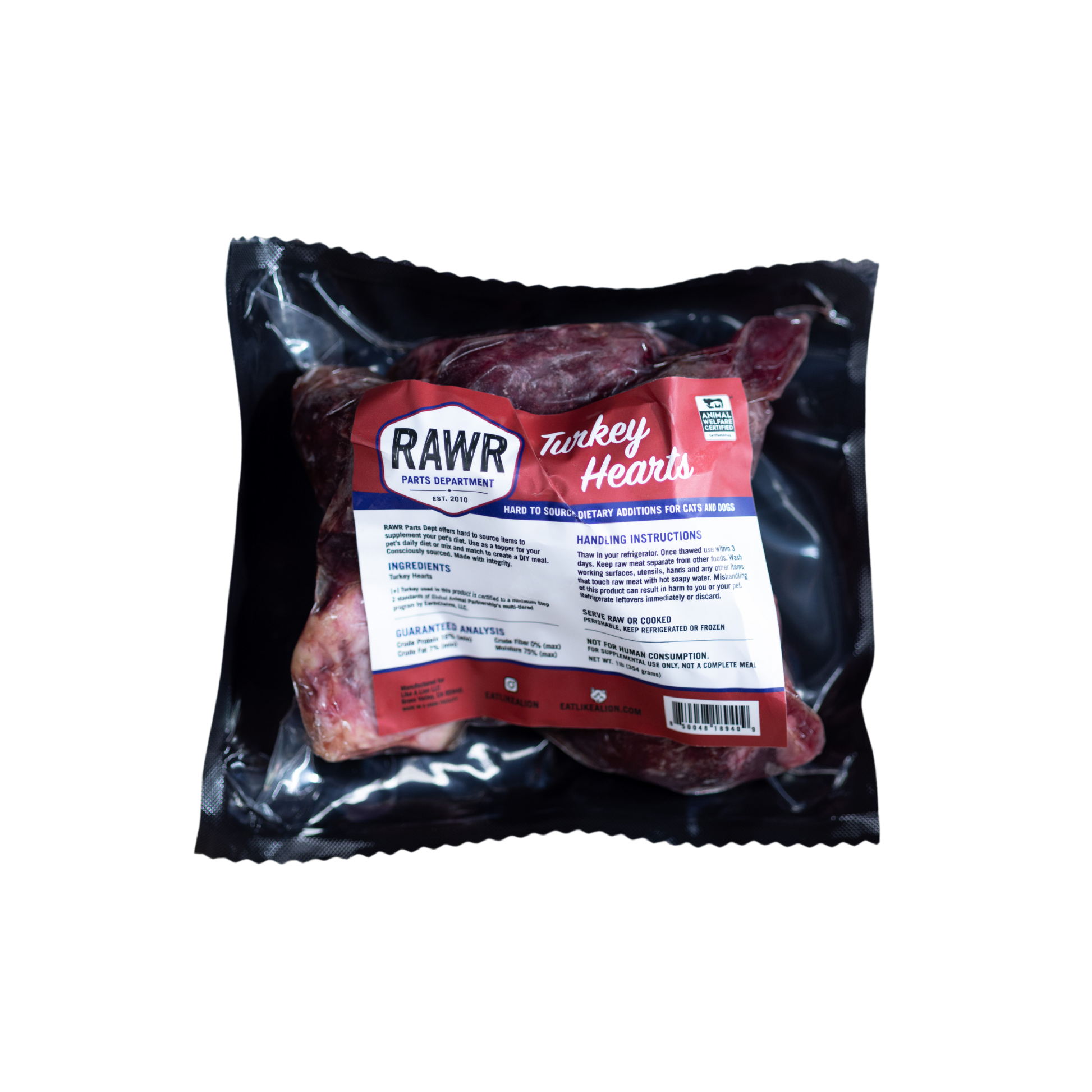 Rawr Frozen Raw Turkey Hearts for Dogs & Cats