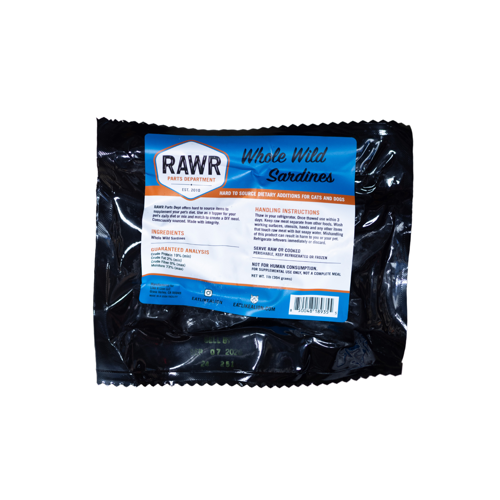 Rawr Frozen Raw Whole Wild Sardines for Dogs & Cats